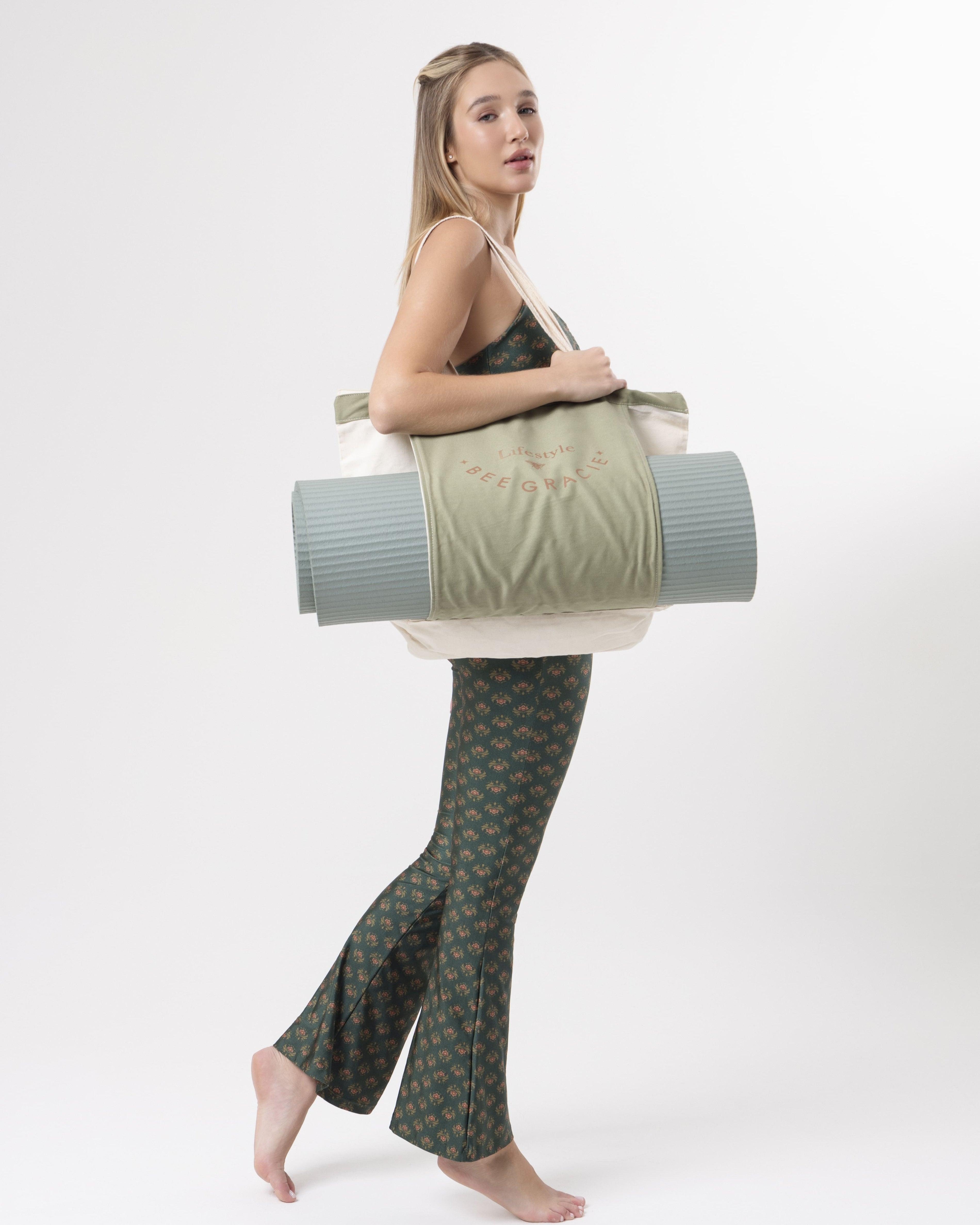 Green Lotus Flare Pants