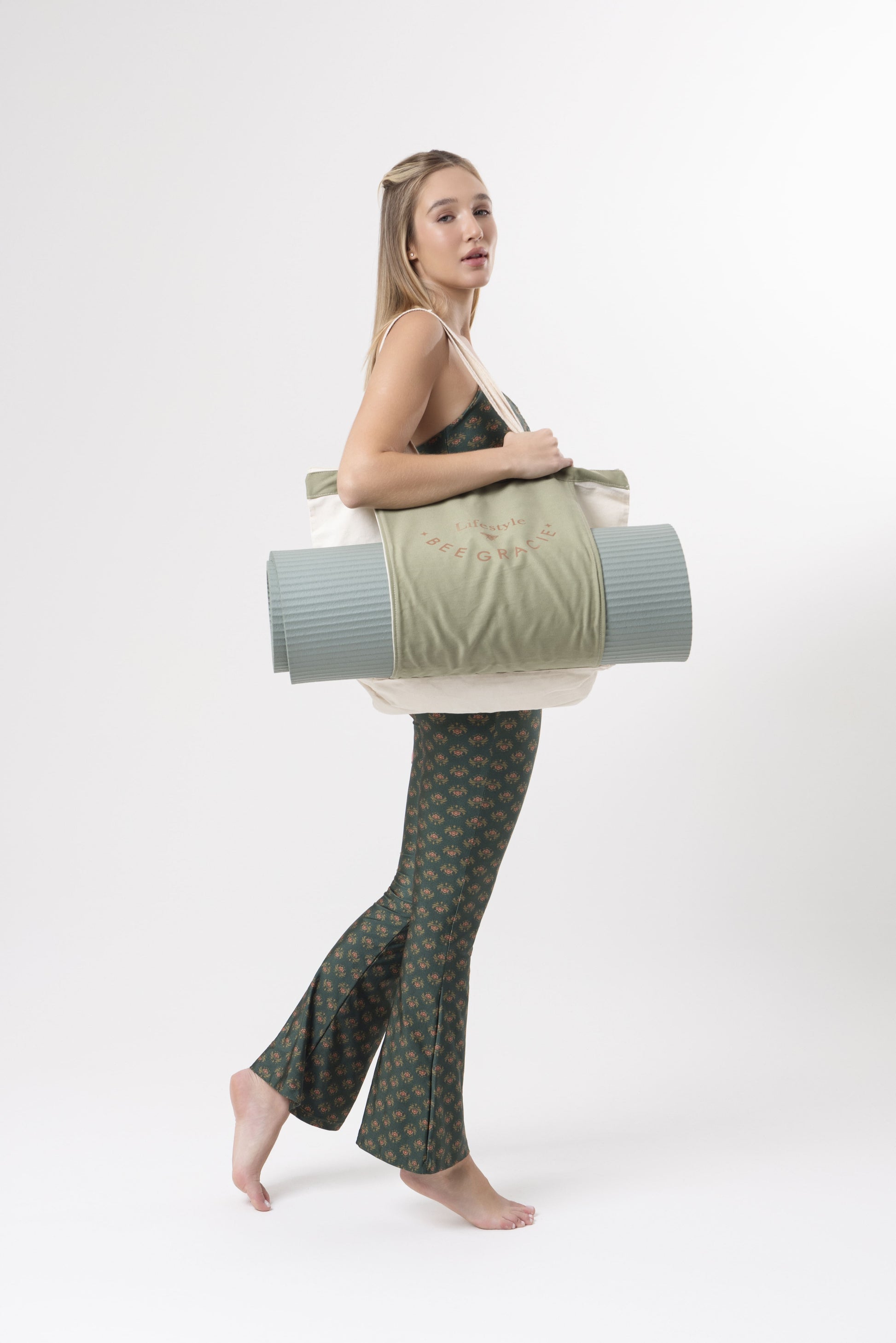 Green Lotus Flare Pants