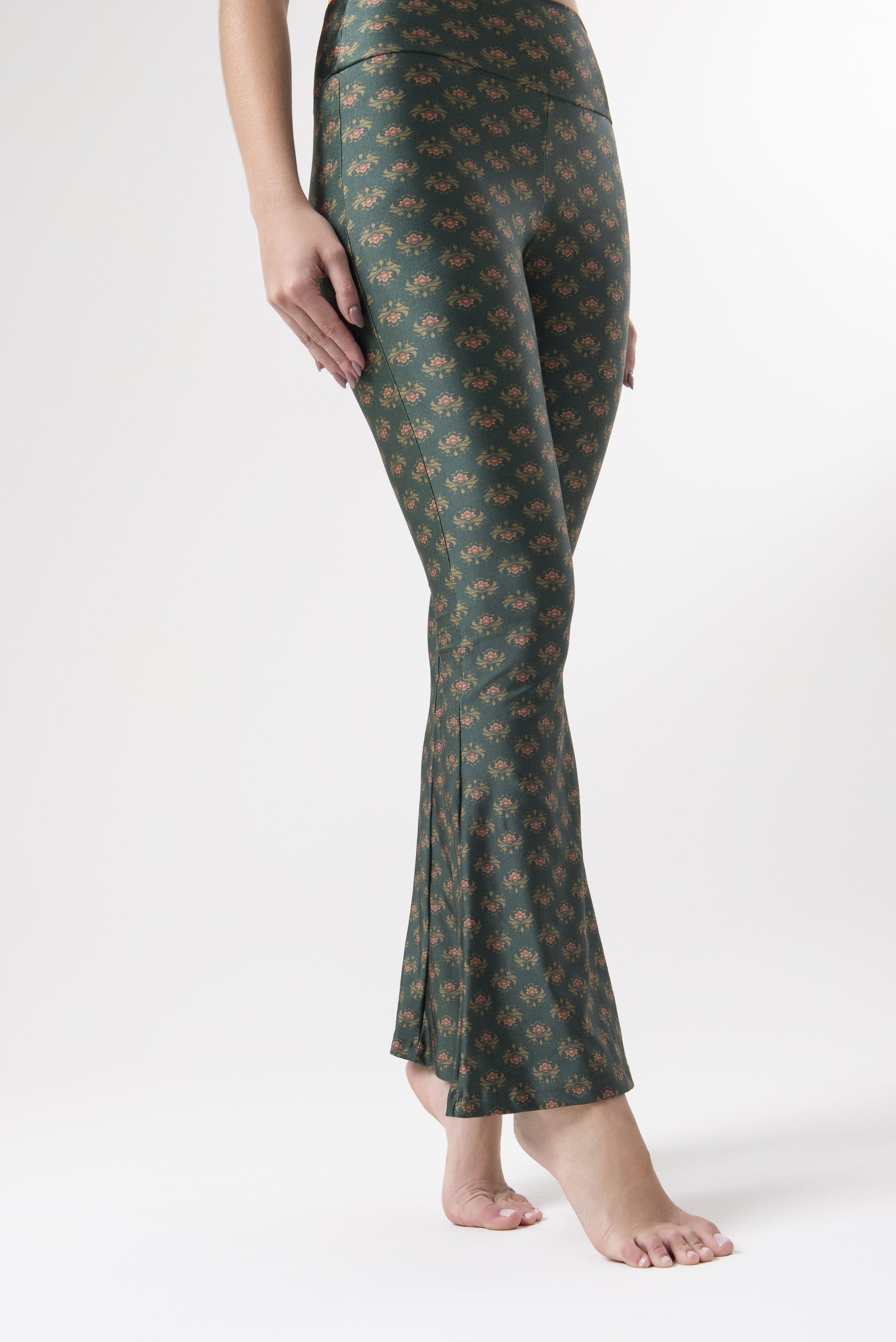 Green Lotus Flare Pants