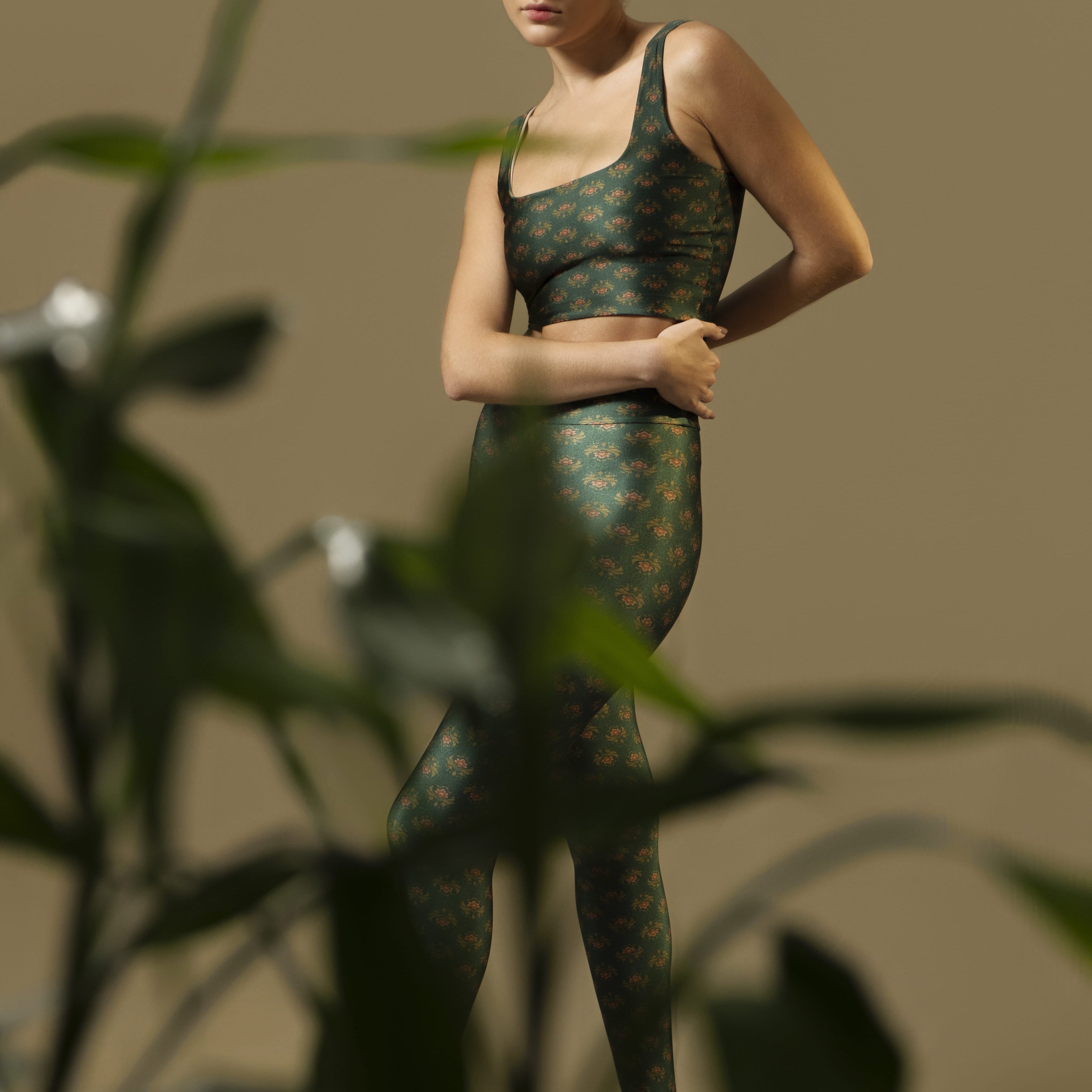 Green Lotus Cropped Top